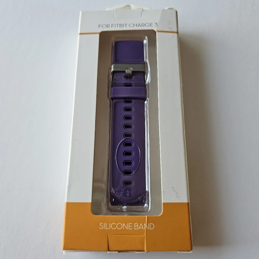 2-Piece Silicone Watch Band for Fitbit Charge 3 - PURPLE